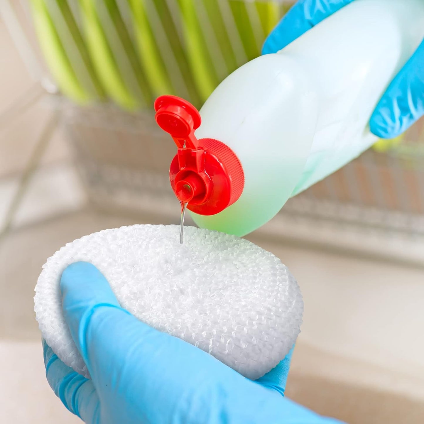 Blulu Plastic Dish Scrubbers for Dishes Pot Round Nylon Pad, Mesh Scouring Non Scratch Pads(Simple Colors,15 Pcs)