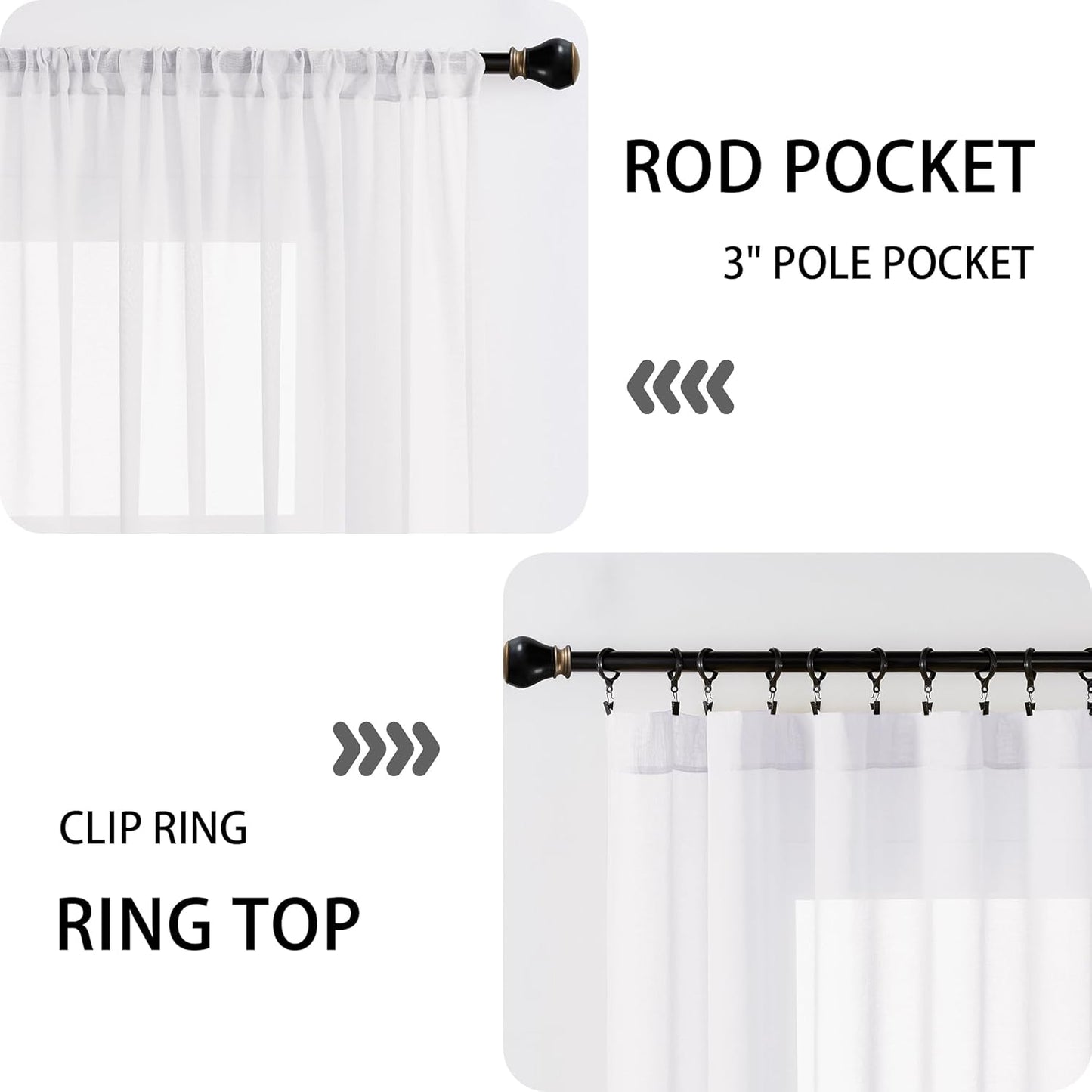 Tollpiz Sheer Door Curtains Closet Linen Textured Curtain Sheers Doorway Light Filtering Voile Patio Glass Door Rod Pocket Curtains French Door, 54 x 80 inches Long, White, Set of 1 Panel