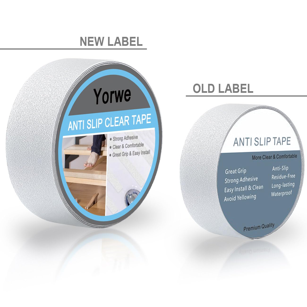 Anti Slip Tape Transparent, More Clear and Comfortable Safety Track Tape (2" Width x 190" Long, Clear)