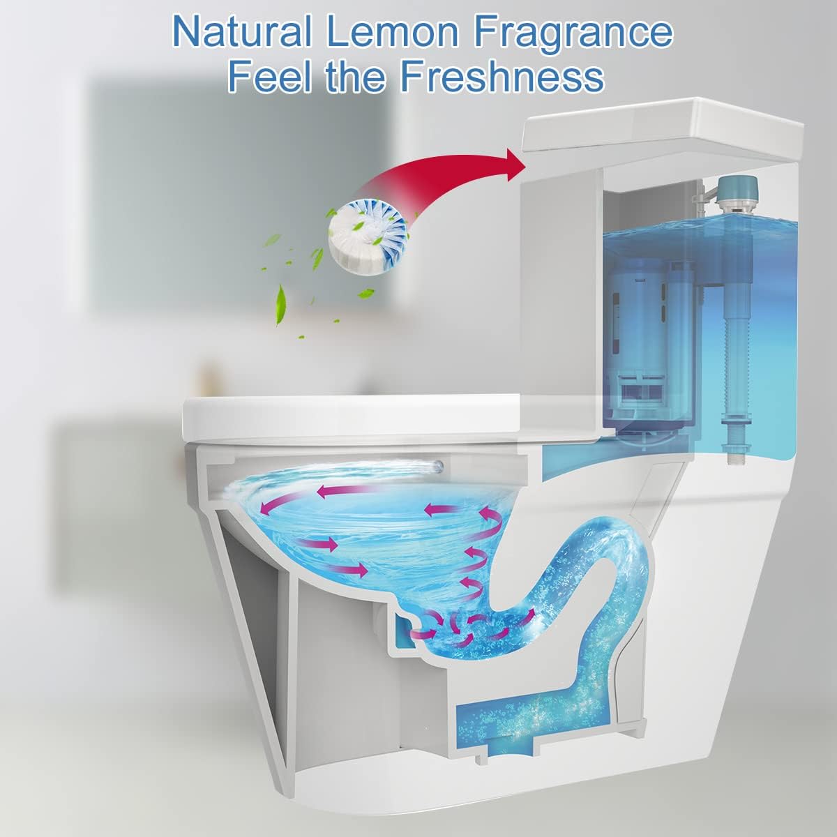 KIISIISO Toilet Bowl Cleaner Tablets, 12 PACK Commercial Household Bathroom Cleaners, Automatic Toilet Tank Cleaners Deodorizers(Blue and White)