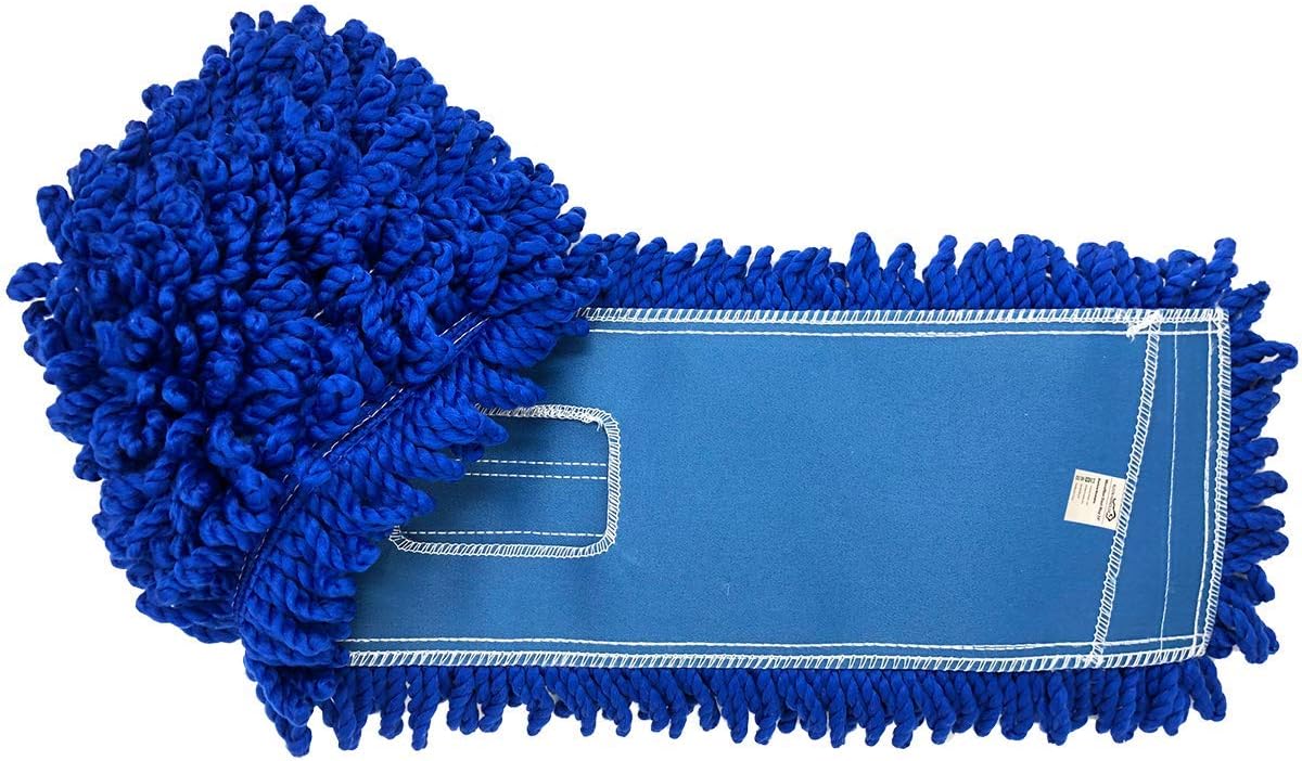 KLEEN HANDLER 36 Inch Microfiber Dust Mop Bulk Pack of 12, Large Washable Commercial Mop Head Replacement, Sweeper, Janitorial Supplies, Blue