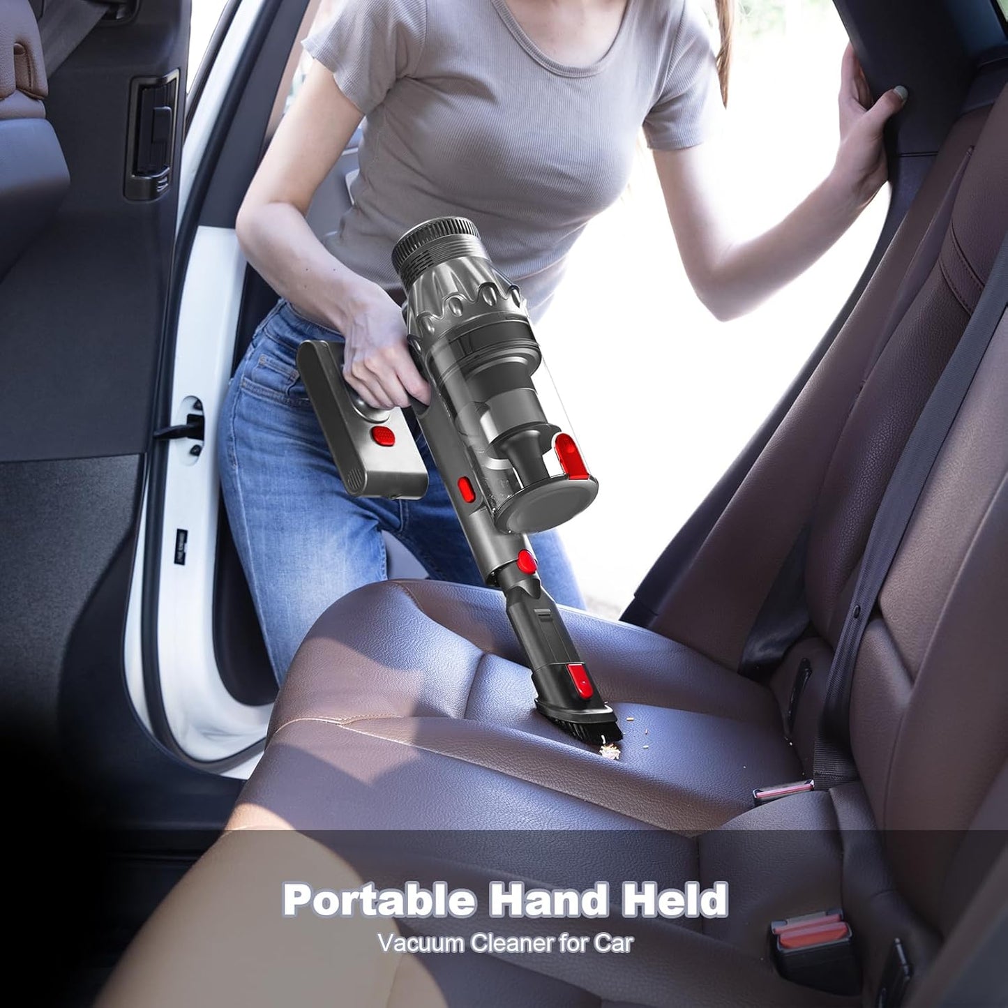 Vacuum Cleaners for Home - Cordless Stick Vacuum Cleaner, Lightweight High Power Vac for Pet Hair Carpet Hardwood Floor, Handheld Portable Wireless Rechargeable Battery Household Vac,Red