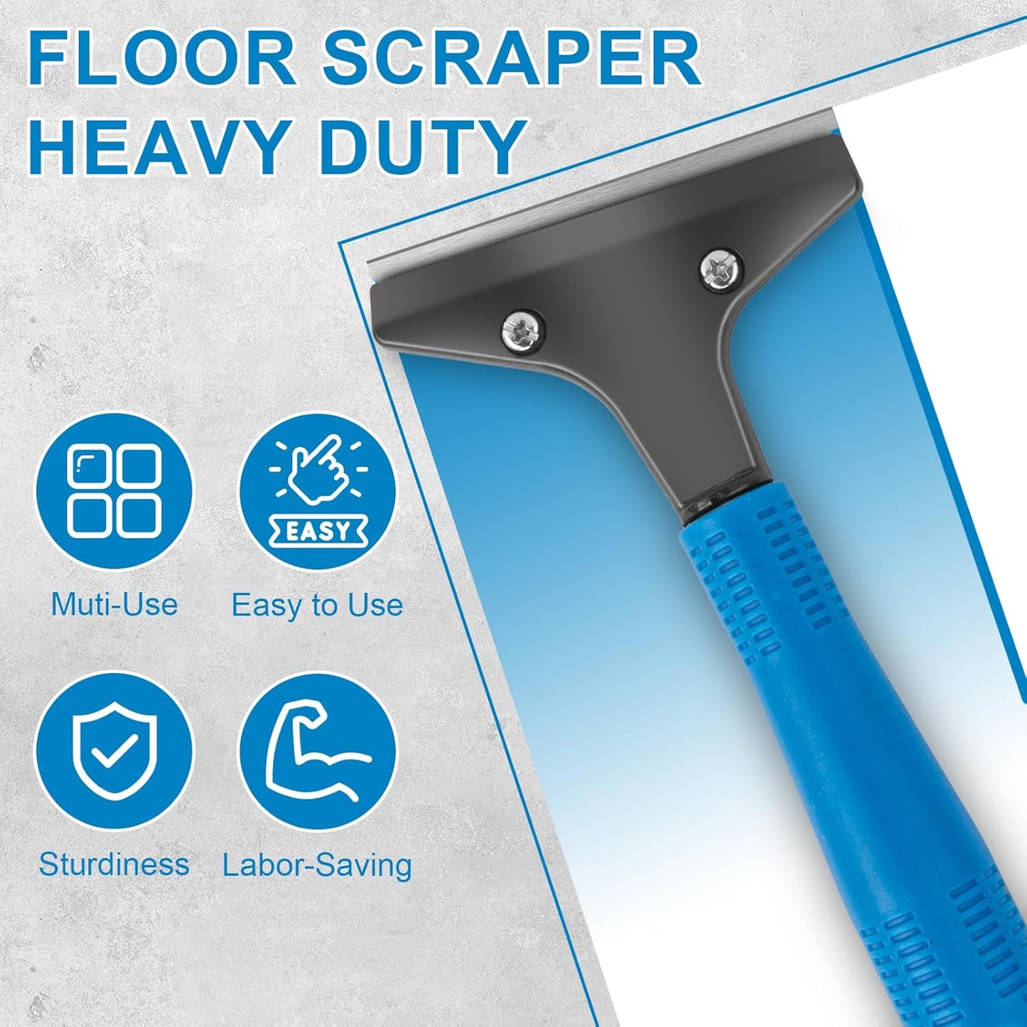 KeFanta Floor Scraper Heavy Duty, 4" Wide Razor Blade Scraper Tool with 45.7" Long Handle, 10PCS Extra Metal Blades, Scraper for Cleaning Glass Wall Gum Paint Tile Glue Linoleum Sturdy Durable