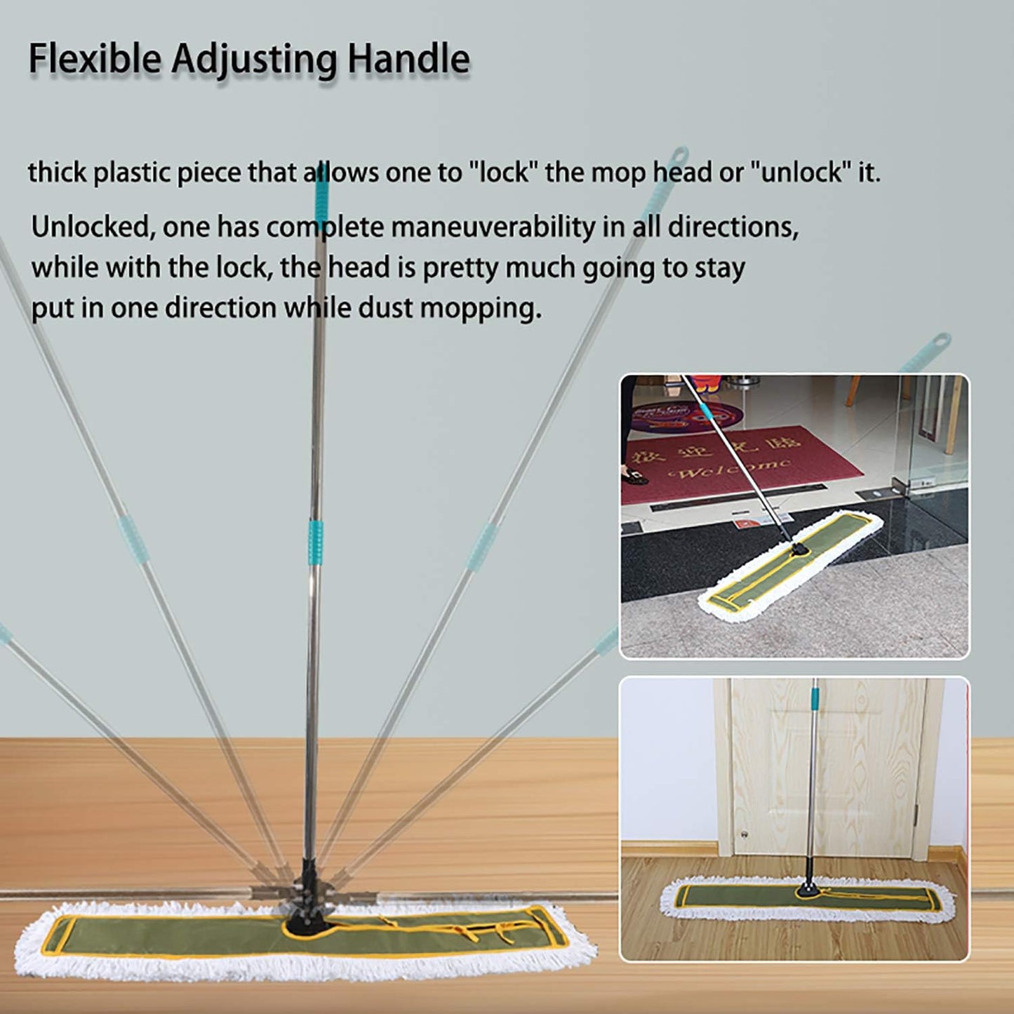 OFO 43inch Industrial Commercial Dust Mop 2 Sets // Heavy Duty Dust Mop // 63inch Length Stainless Steel Handle //Easily Clean Large Area Factory,Shopping Mall,Garage