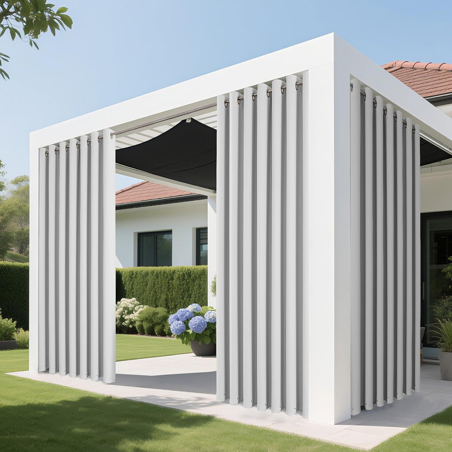 Joydeco Blackout Patio Sliding Door Curtains 84 Inches Long, Grommet Privacy Room Divider Curtains, Extra Wide Thermal Blackout Drapes for Bedroom Living Room (Greyish White, 70Wx84L, 1 Panel)