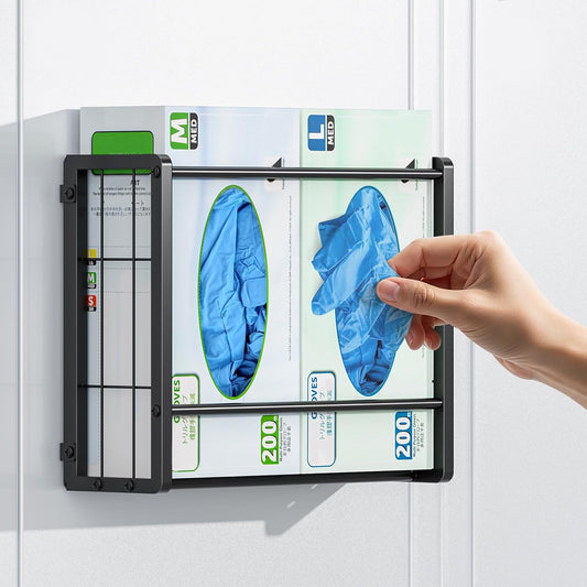 THYGIFTREE Magnetic Glove Holder for 2 Boxes, Wall Mount Metal Rubber Latex Disposable Gloves Tissue Dispenser for Toolbox Garage Workshop Kitchen Fridge