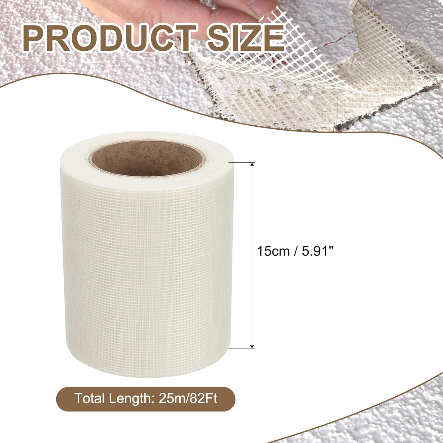 PATIKIL Drywall Repair Mesh Tape, 6 inch x 82 ft Fiberglass Repair Patch Self-Adhesive Dry Wall Joint Tape 12 Mesh Wall Hole Crack and Seam Patch, White