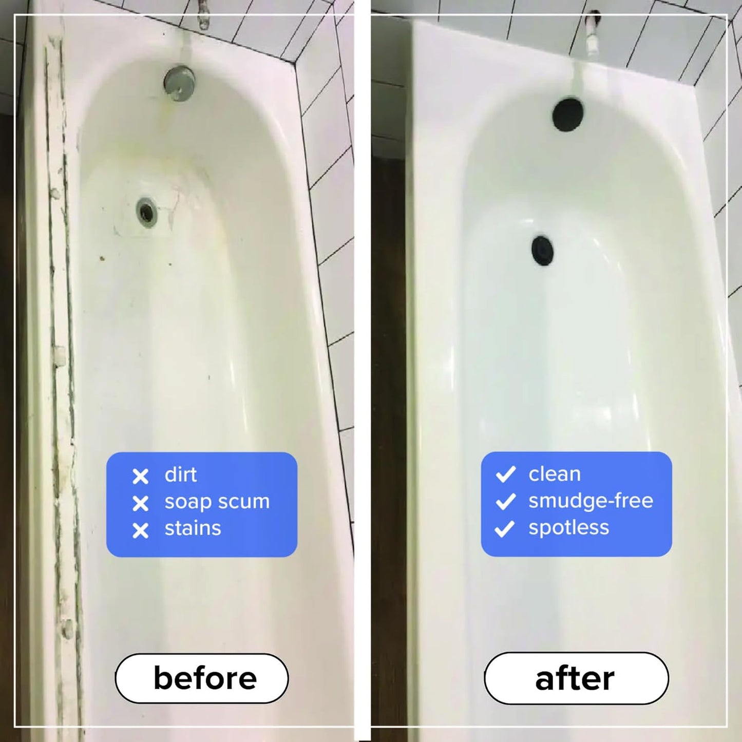 Fiberglass Shower Cleaner - 32 oz Fiberglass Cleaner for Bathtubs, Showers, Tile, Faucets & Bathrooms - Helps Remove Stains from Rust, Soap Scum & Hard Water - Streak-free, Non-Toxic Spray