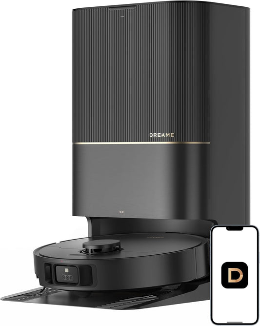 DREAME X40 Ultra Robotic Vacuum with Removable & Liftable Mop, 12,000Pa Suction, Side Brush Extensive Cleaning, 158°F Mop & Washboard Self Cleaning, Auto-Empty, Auto Refill, liftable Brushes