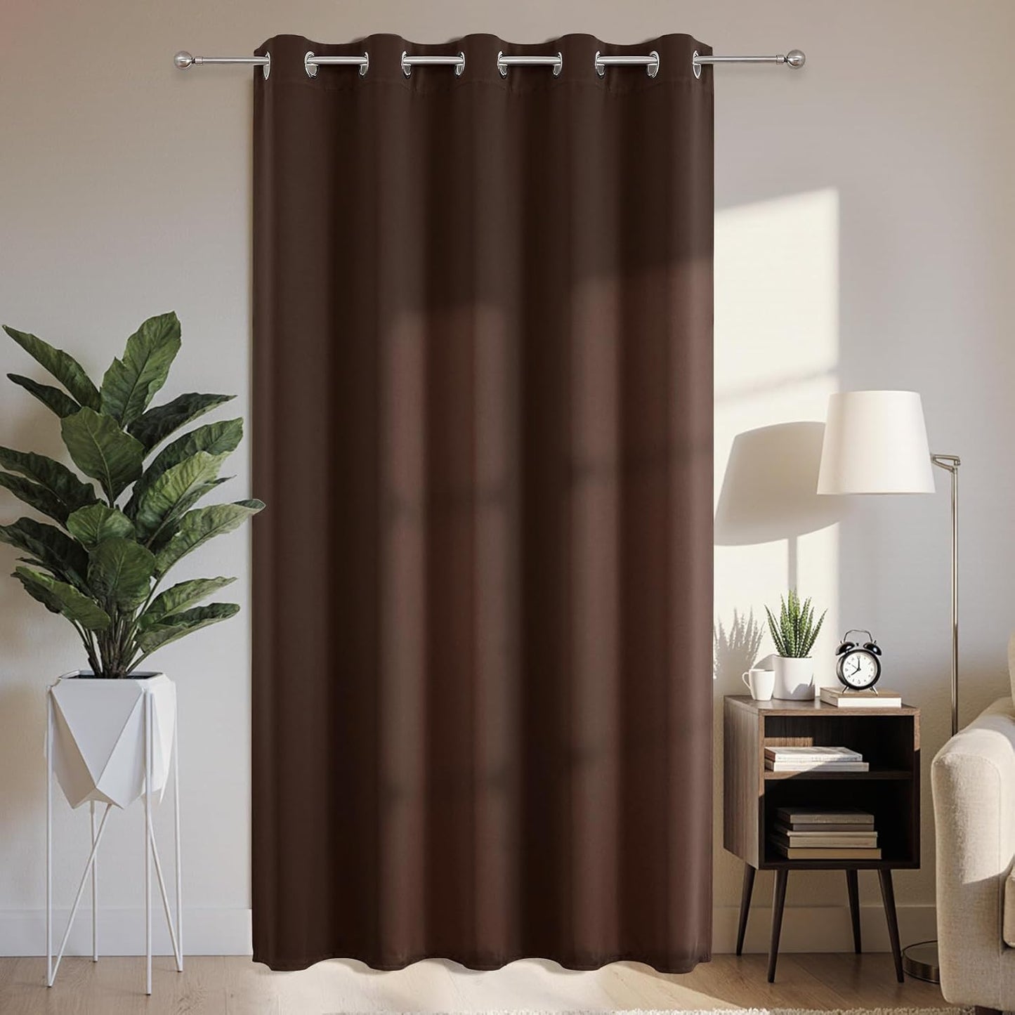 Joydeco Blackout Patio Sliding Door Curtains 90 Inches Long, Grommet Privacy Room Divider Curtains, Extra Wide Thermal Blackout Drapes for Bedroom Living Room (Chocolate, 70Wx90L, 1 Panel)