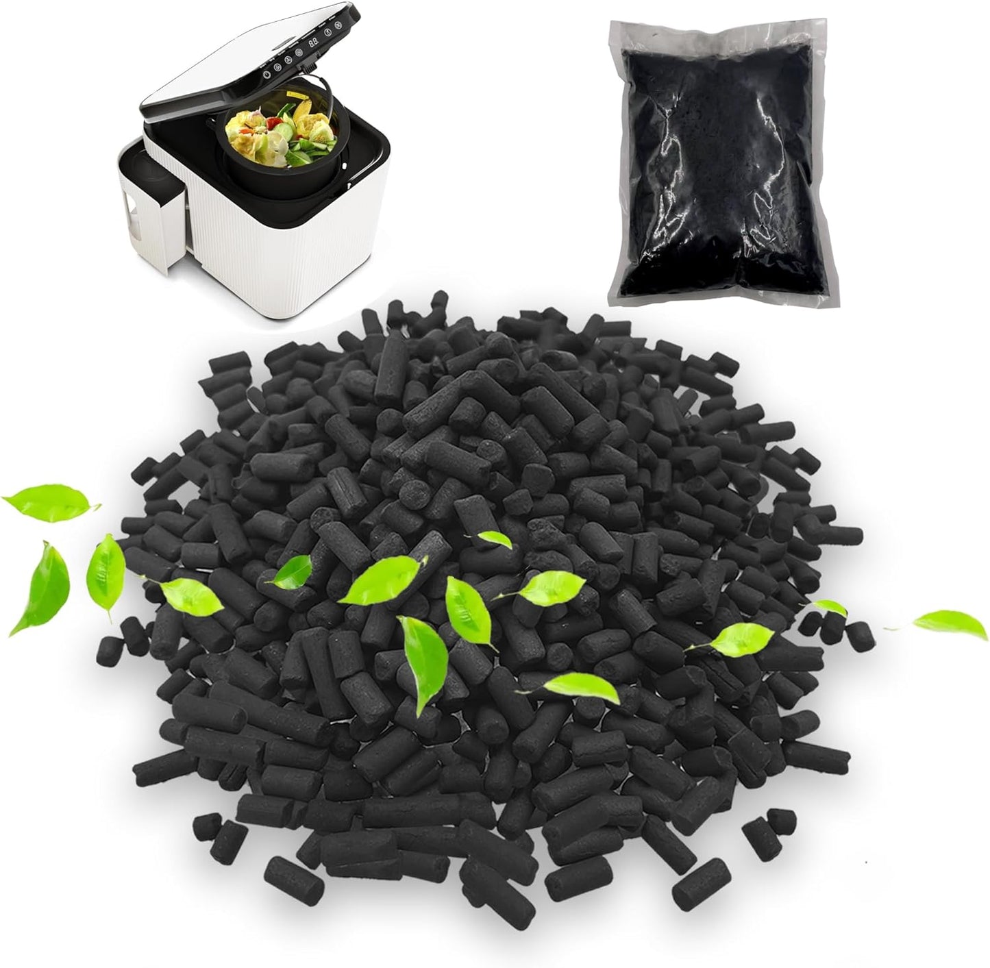 1.55 Pounds Oversized Pack Replacement Odor Absorbing Filter Refills for Smart Waste Kitchen Composter, Activated Charcoal for Electric Compost Bin Odor Control