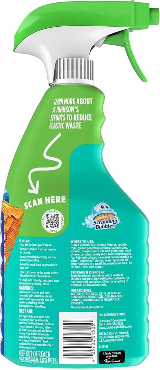 Scrubbing Bubbles Easy Clean Foaming Multipurpose Bathroom Cleaner Spray, Bottle Made from 100% Recyled Plastic, 32 Ounce Spray (Pack of 2)