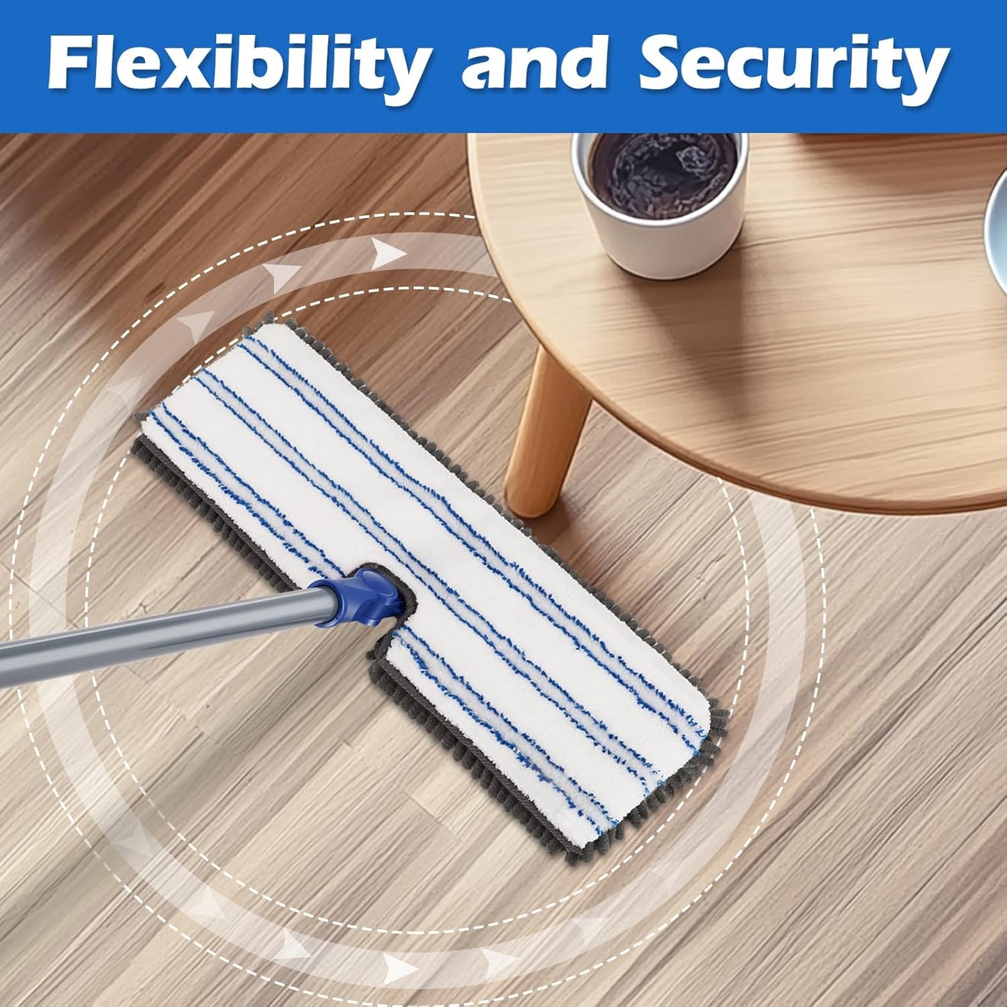 Microfiber Flip Mop,Masthome Flat Mop with Stainless Steel Handle,Mops for Floor Cleaning and 4 Reusable Washable Mops Pads,Wet & Dry Dust Mopping for Hardwood,Vinyl,Laminate,Tile Cleaning