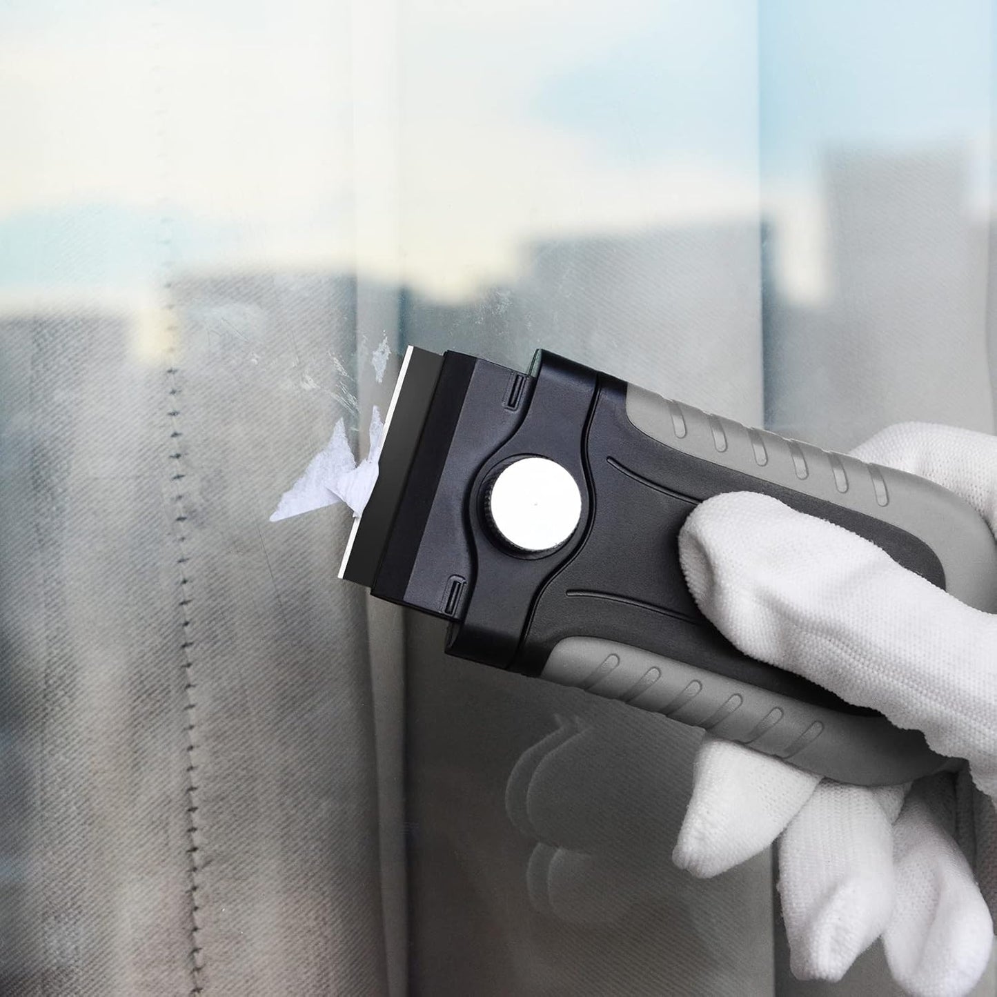 Gomake Locking Razor Blade Scraper with Safety Cap, Glass Cooktop Scraper with 10PCS Black Carbon Steel Blades for Glass Clean, Paint and Old Label,Decal Sticker Remover, Stove Top Scraper Tool