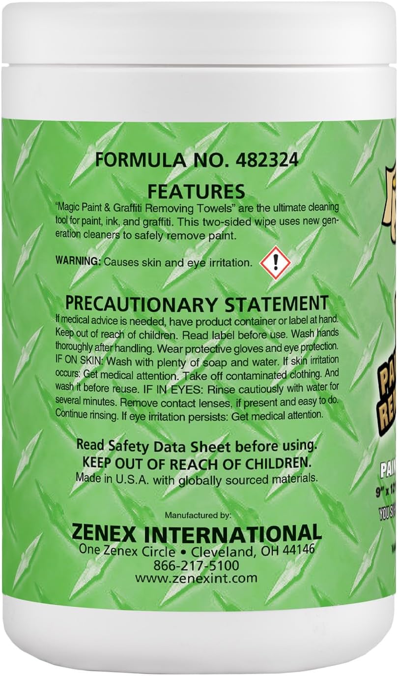 Magic Heavy Duty Paint & Graffiti Removing Wipes - Dual Sided Industrial Cleaning Towels | Waterless | Removes Adhesive, Ink, Marker, Spray Paint, Tar, Decals & more (1 Pack | 70 Sheets Total)