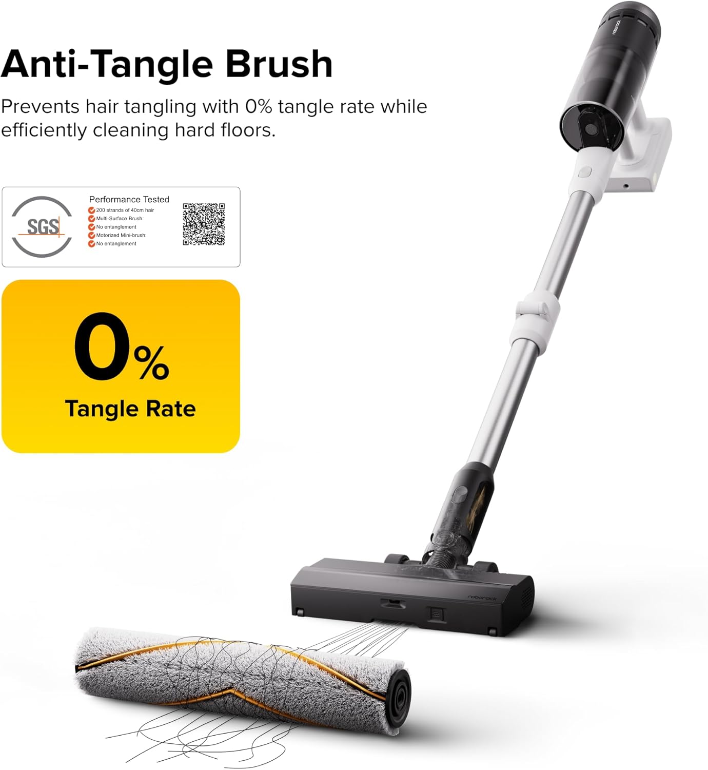 roborock H60 Pro Cordless Stick Vacuum Cleaner, 170AW Suction Power, 80-Min Runtime, 90° Bendable Tube, Dust-Detecting LED, Anti-Tangle Vacuum Cleaner for Home, Carpets, Hard Floors & Pet Hair