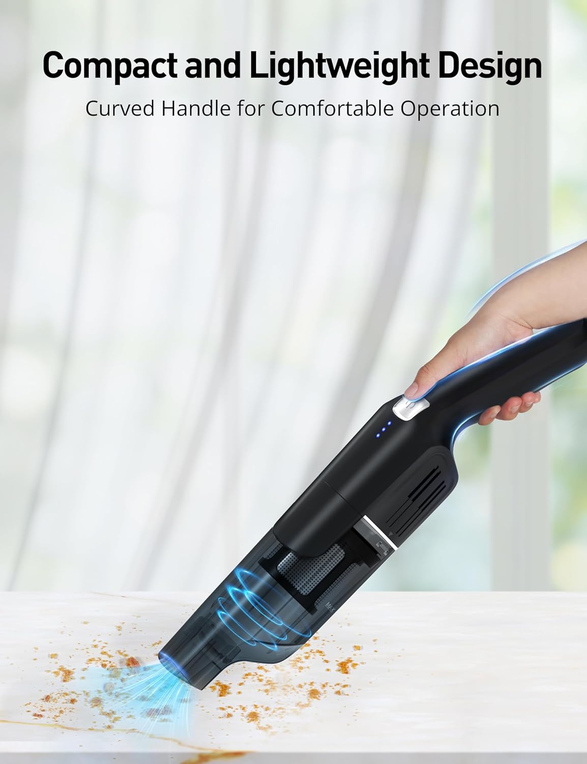 Successor Handheld Vacuum, Cordless Vacuum 15KPA Powerful Car Vacuums, Rechargeable, Charging Dock, Ergonomic Handle, 2-in-1 Crevice Tool, Portable Handheld Vacuums with 2-Speed for Car