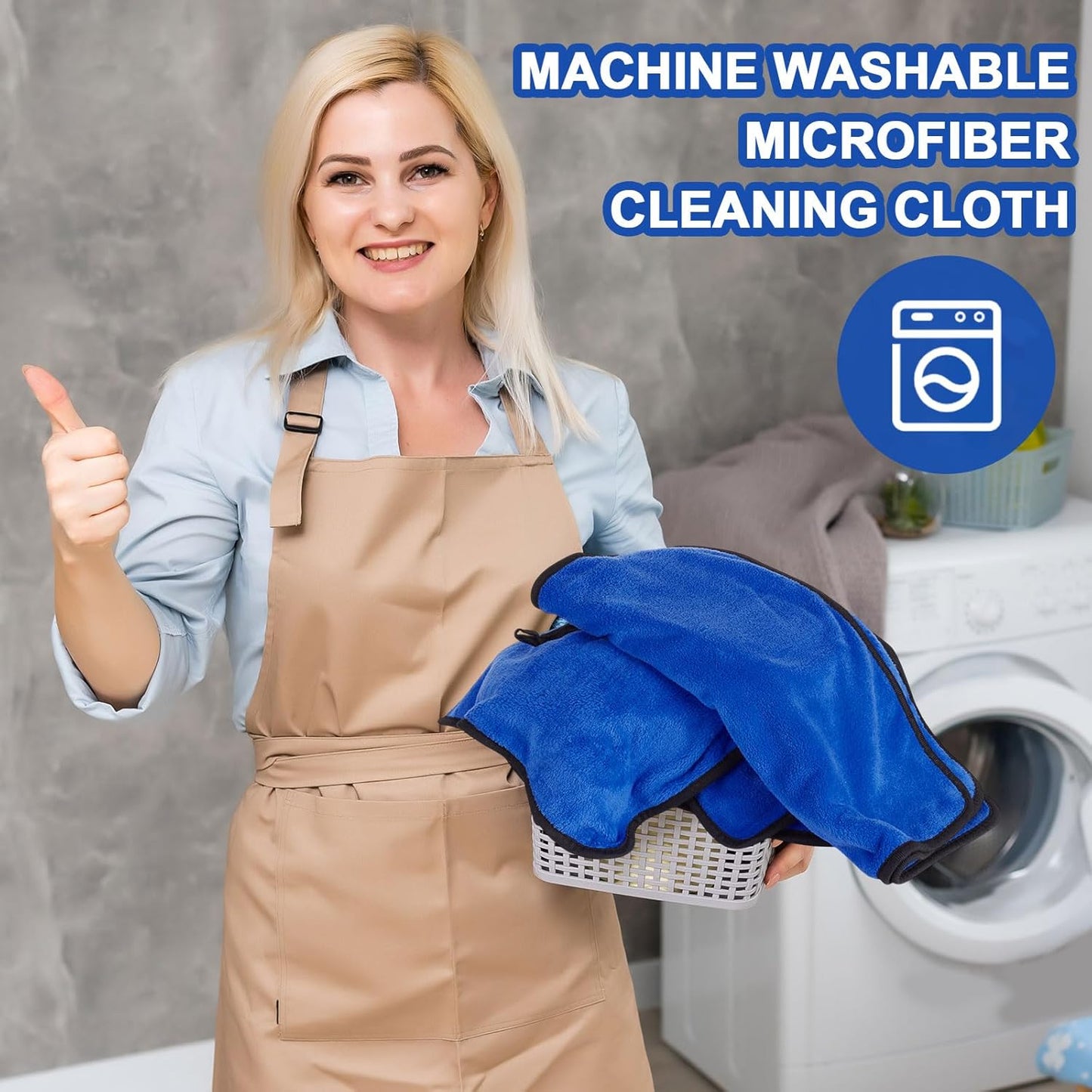 Tallew 60 Pcs Microfiber Towels 16 Inch x 16 Inch Microfiber Cloth Car Drying Towels for Cars Washing Polishing Office Windows Cleaning Household Supplies (Blue)