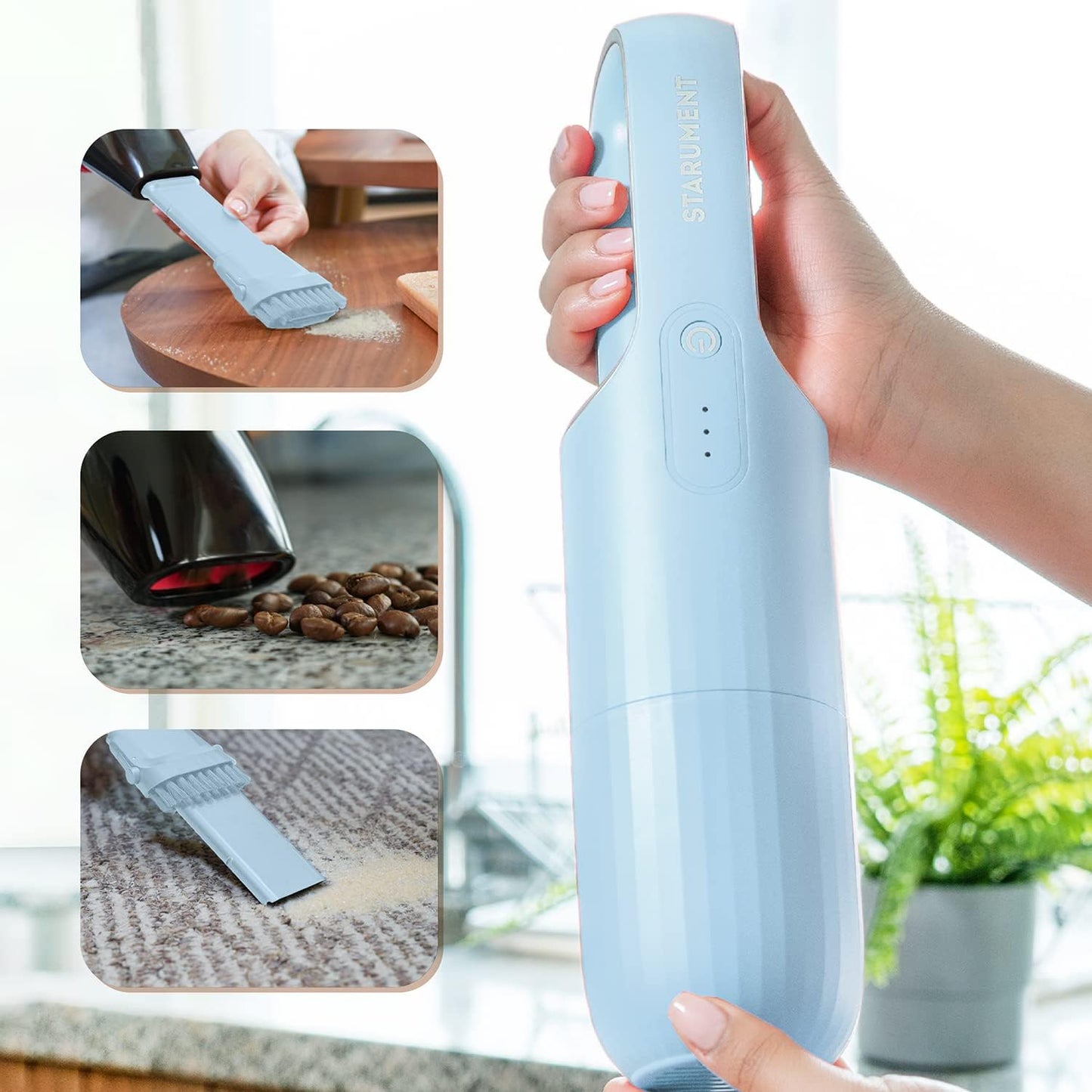 STARUMENT Portable Hand Vacuum Cleaner Handheld Cordless Cleaner for Dust, Pet Hair Dirt Home, Car Interior Lightweight, Easy to Use, Compact Design Battery Rechargeable with USB-C Cable (Blue)