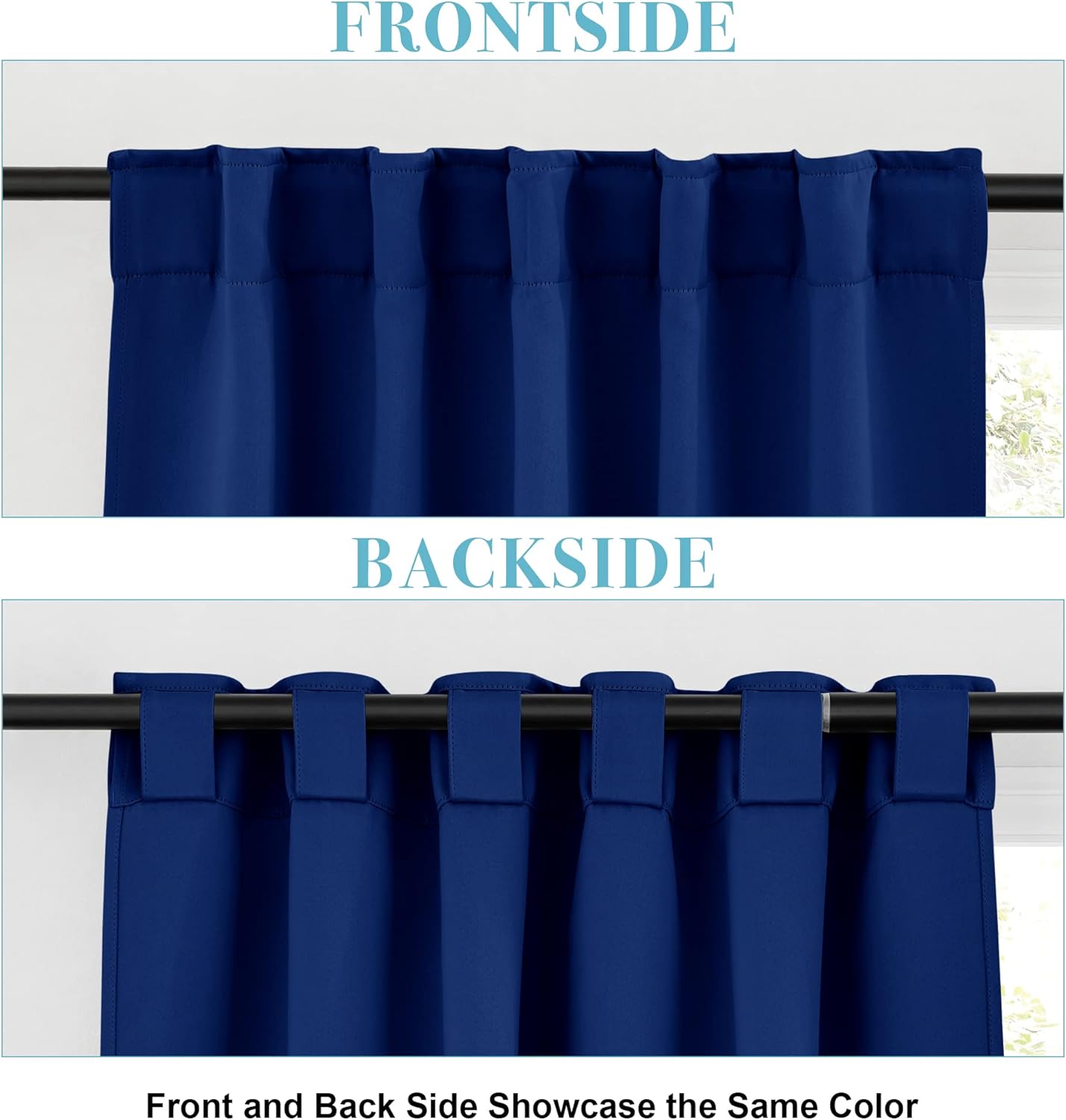 RYB HOME Kitchen Curtain Room Darkening Drapes, Thermal Insulated Curtains for Energy Saving, with Back Tab 2 Haning Methods, Privacy Drapes for Boys' Bedroom, 42 x 72 inch, Navy Blue, 2 Pcs