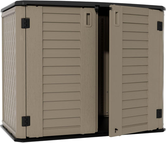 ZZM 4x2.5 FT Outdoor Storage Shed, Resin Waterproof Storage Cabinet for Garden Tools with Lockable Lid,Latch (Coffee)