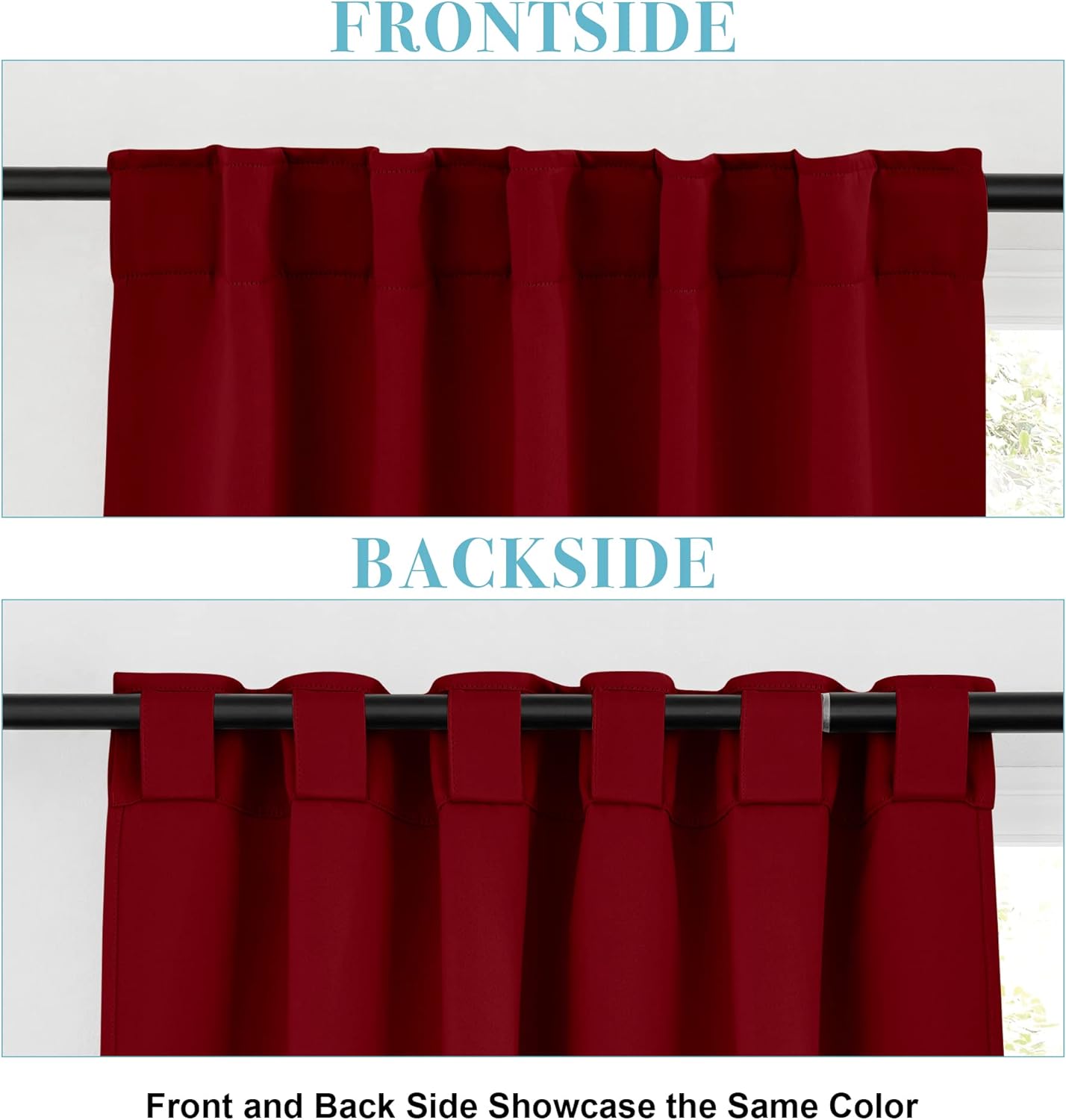 RYB HOME Small Window Curtains Blackout, Privacy Thermal Insulating Drapes for Bedroom Bathroom Basement Cafe Classroom Window Decor, W 34 x L 45 inches, Burgundy Red, 2 Panels