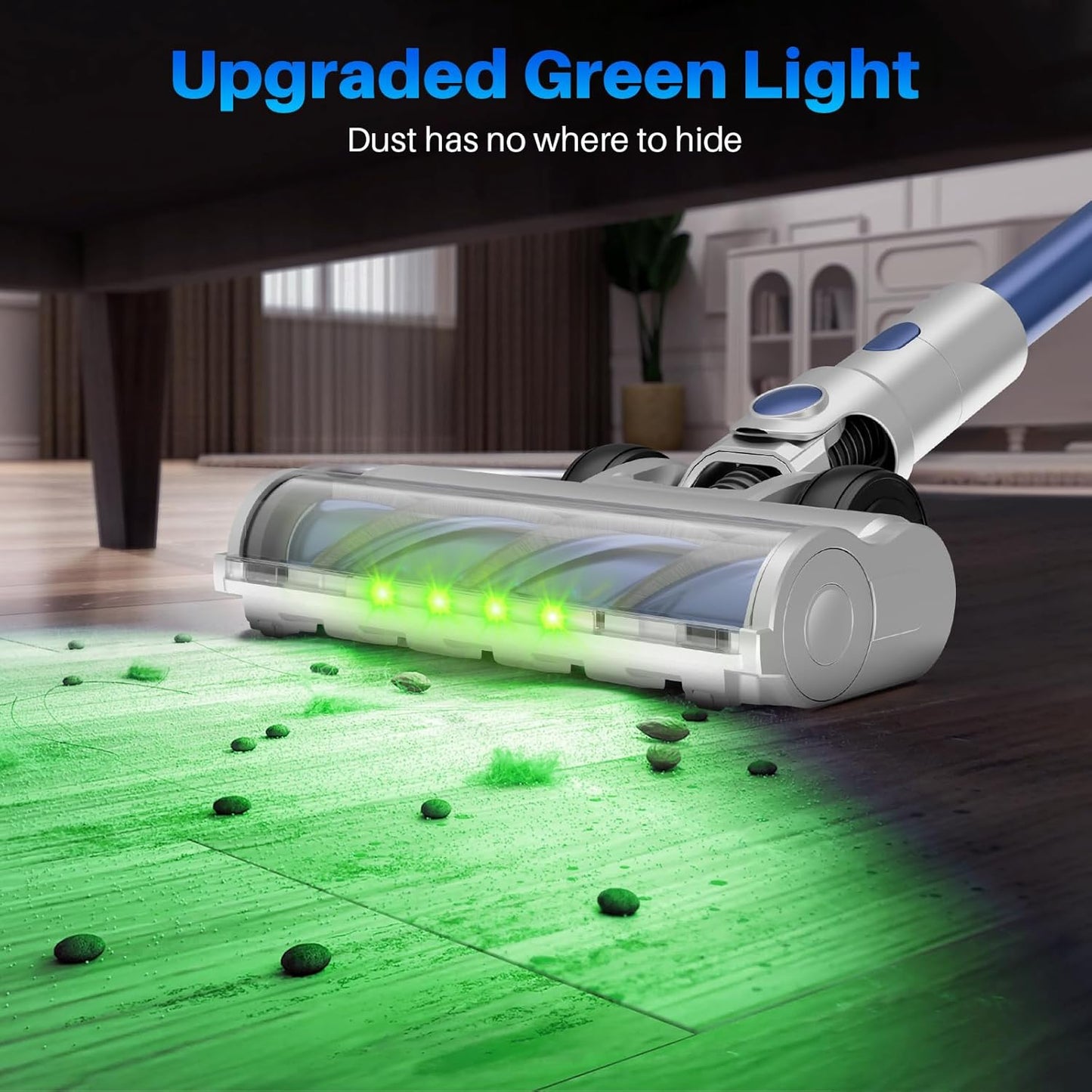 Cordless Vacuum Cleaner - Powerful, 45Kpa Home Stick Vacuum, 180°Bendable Wand & Removable Battery, Up to 50 Mins, 8 in 1 Self-Standing Vacuum, Wall Mount Charging for Hardfloor, Carpet Blue