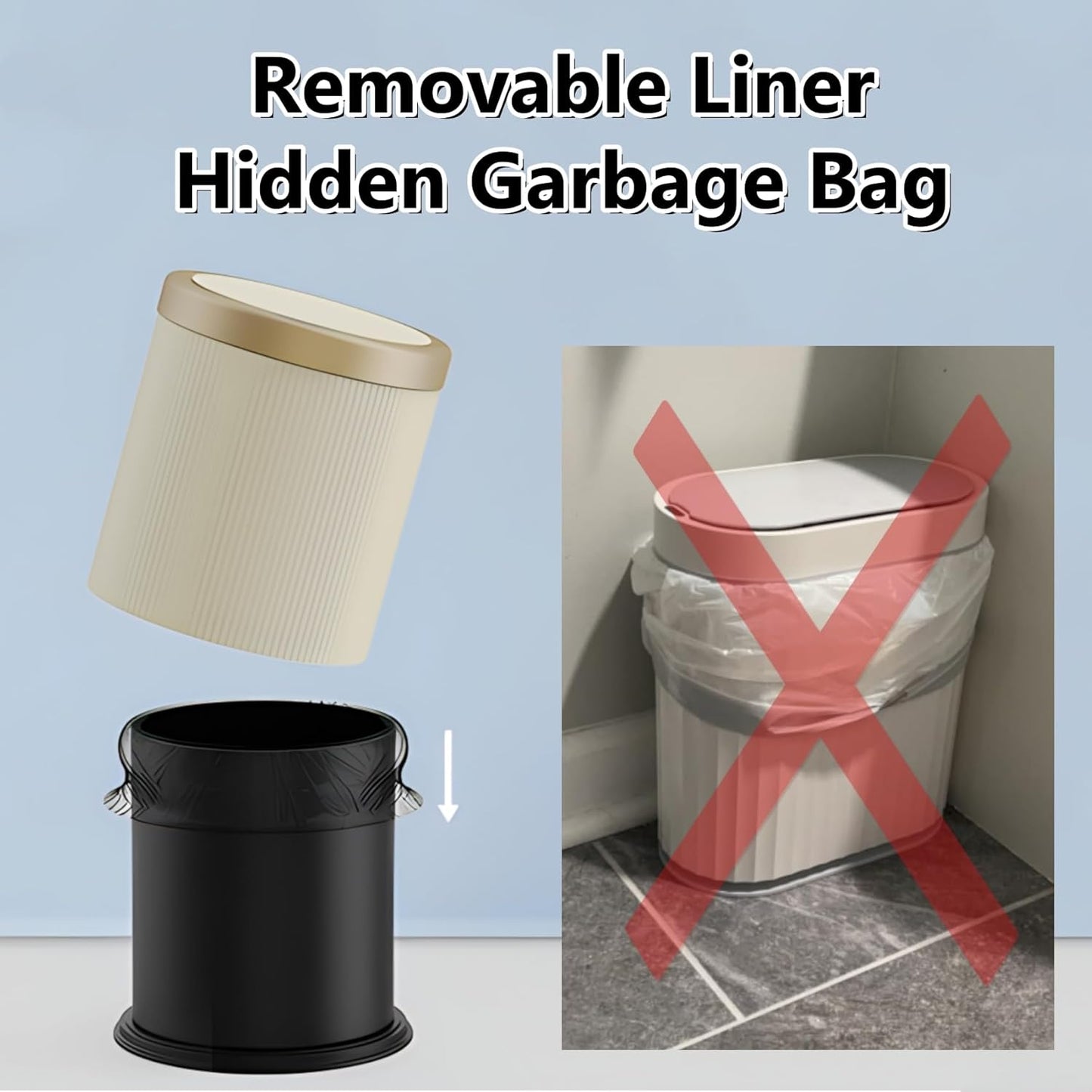 URALFA Automatic Motion Sensor Bathroom Trash Can with Lid, 10.5 Liter / 2.8 Gallon Touchless Trash Bin, Smart Dog Proof Garbage Can, Small Waste Basket for Toilet, Office, Bedroom (Dark Grey)