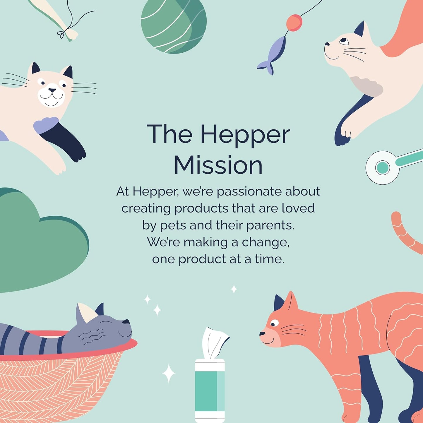 Hepper Wash Wipes - Soft Pet Cleaning Wipes Enriched with Aloe & Cucumber Scent for Waterless Grooming - Ideal for Dogs, Cats & Other Pets - Safe for Puppies & Kittens