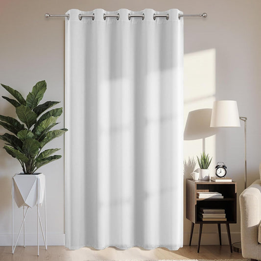 Joydeco Blackout Patio Sliding Door Curtains 84 Inches Long, Grommet Privacy Room Divider Curtains, Extra Wide Thermal Blackout Drapes for Bedroom Living Room (Greyish White, 70Wx84L, 1 Panel)