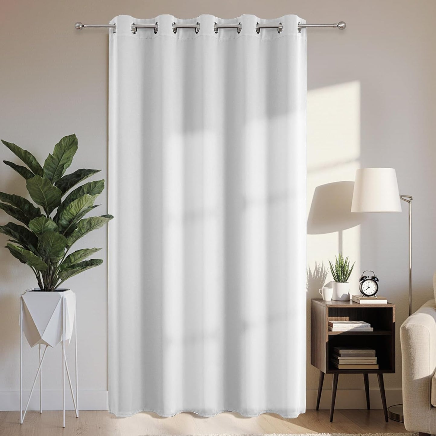 Joydeco Blackout Patio Sliding Door Curtains 96 Inches Long, Grommet Privacy Room Divider Curtains, Extra Wide Thermal Blackout Drapes for Bedroom Living Room (Greyish White, 70Wx96L, 1 Panel)