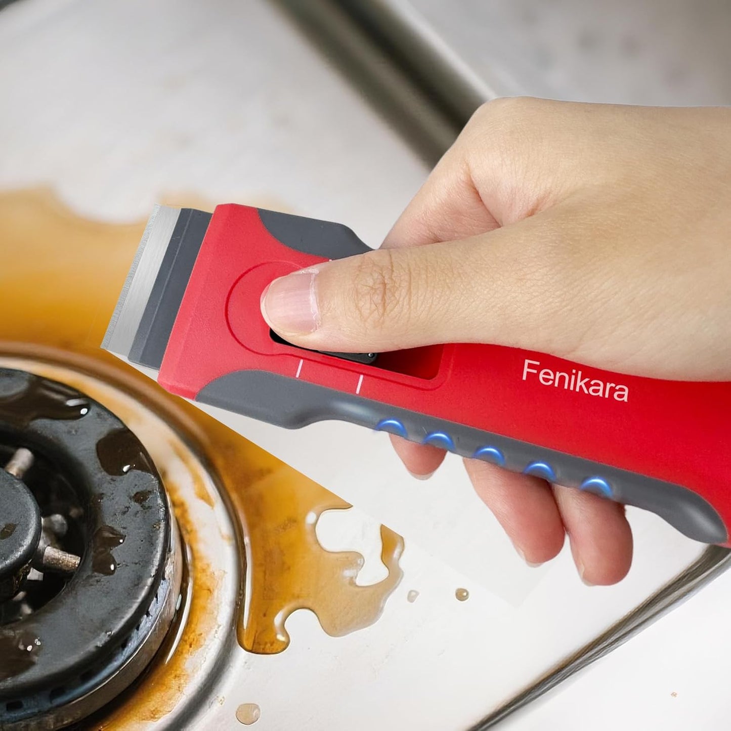 Upgraded Extractable & Magnetic Razor Blade Scraper Tool, 2 Pack Razor Scraper Set with 10 Extra Blades, Scraper tool with Buit-In Blade Storage, Cleaning Scraper Tool, Cooktop, Paint, Glass Scraper