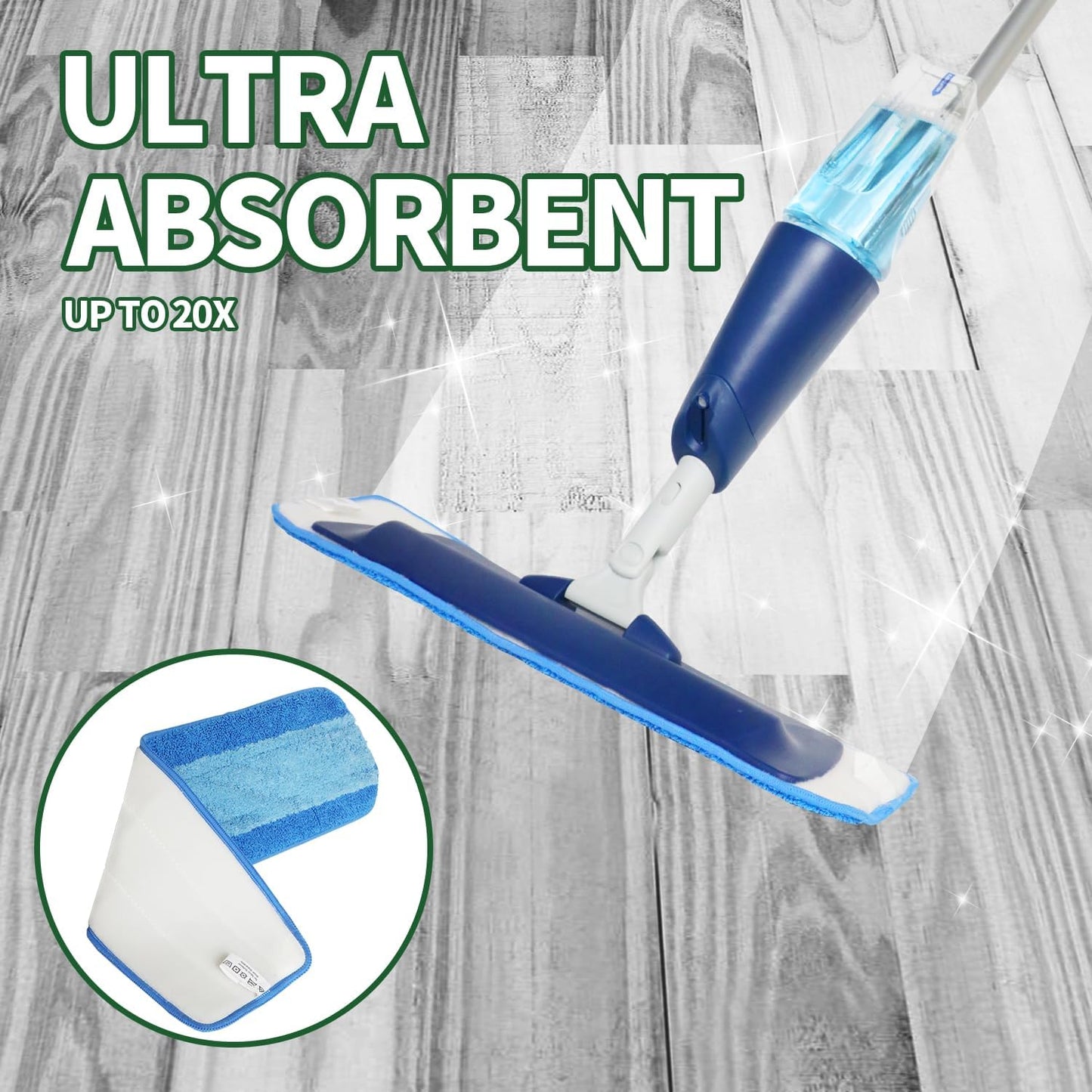 20 Pack Microfiber Cleaning Pads for Bona Mop, Reusable Microfiber Mop Pads for 18 Inch Mop, Hardwood & Hard Surface Floors Replacement Cleaning Mop Pads, Machine Washes