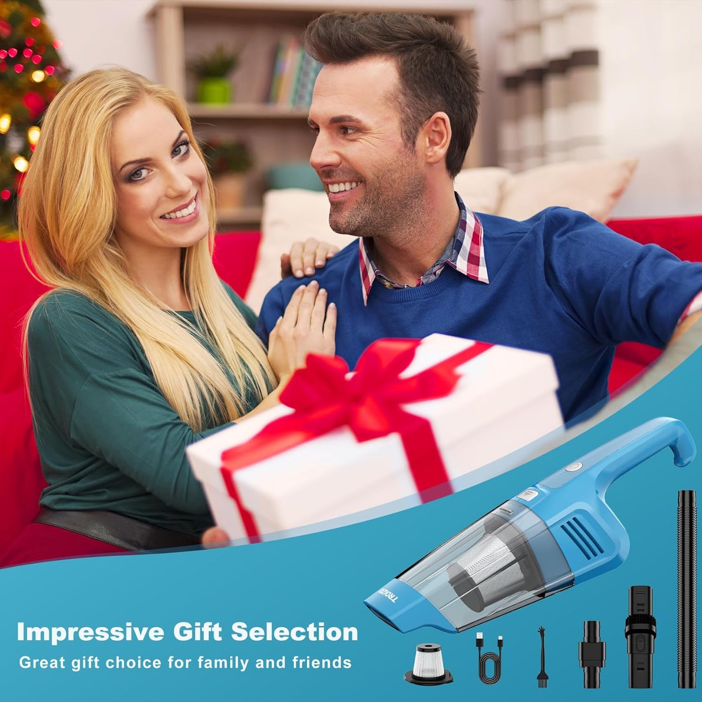 Handheld Vacuum Cordless, 14500PA Powerful Suction Hand Held Vacuum Cleaner with Brushless Motor, Rechargeable and Portable Car Vacuum for Home Office Car Pet