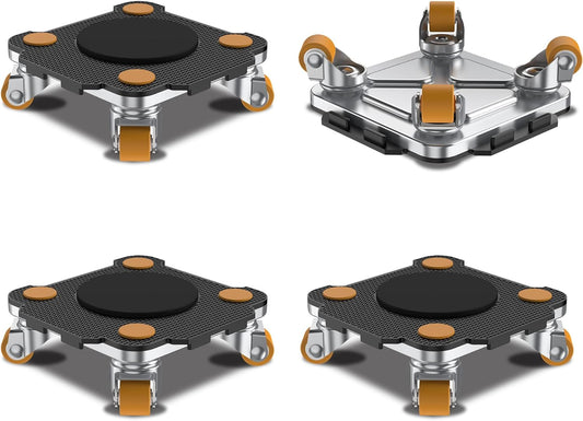 ONEON Furniture Mover Pro - 4Pack Enhanced Dollies with Custom TPE Wheels - Effortless Heavy Furniture Transport (Black: 4 Dollies Only)