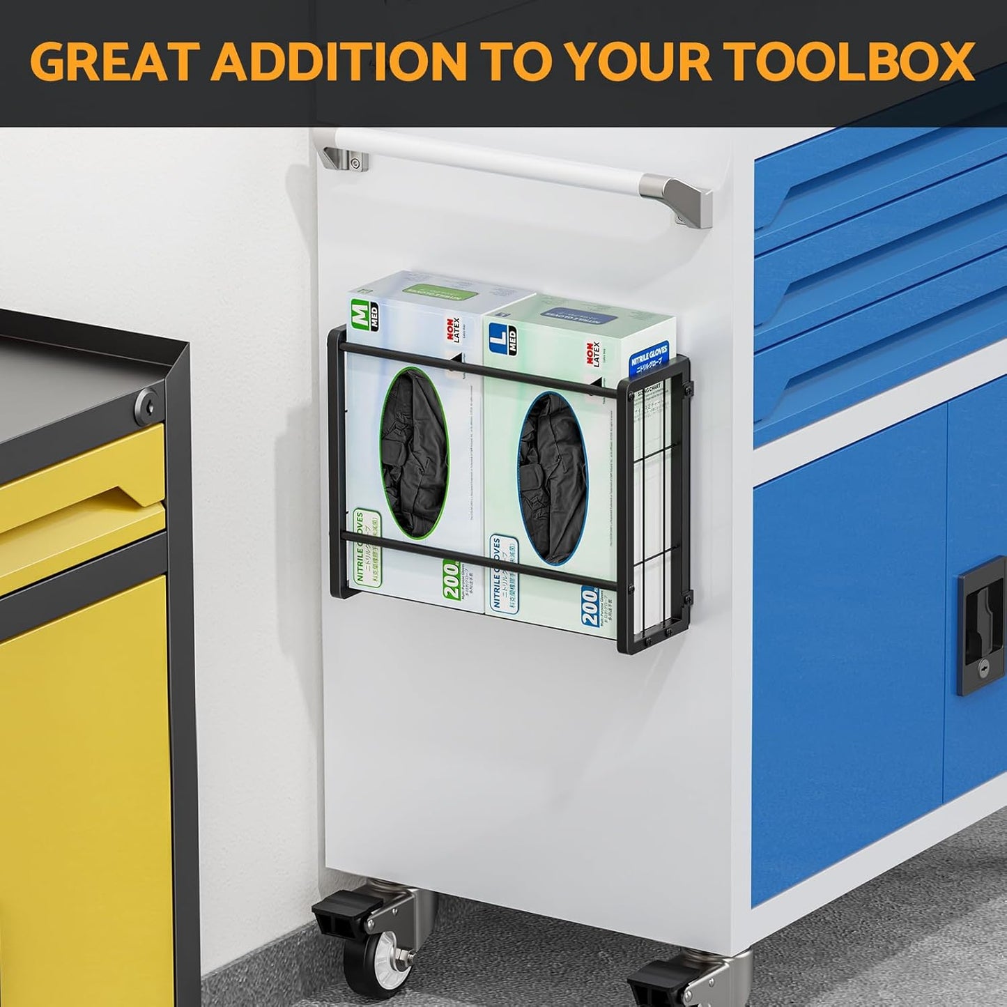 THYGIFTREE Magnetic Glove Holder for 2 Boxes, Wall Mount Metal Rubber Latex Disposable Gloves Tissue Dispenser for Toolbox Garage Workshop Kitchen Fridge