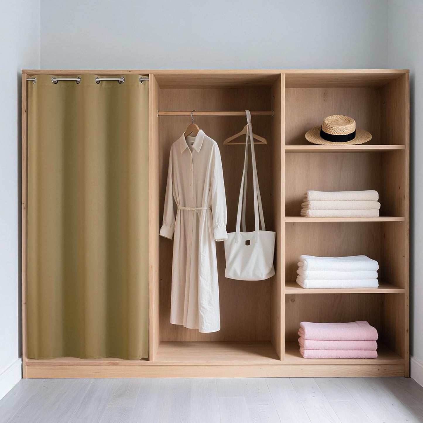 Joydeco Blackout Door Curtain for Doorway Privacy 78 Inches Long, Grommet Closet Curtain for Open Closet, Room Divider for Bedroom Living Room (Beige, 40Wx78L, 1 Panel)