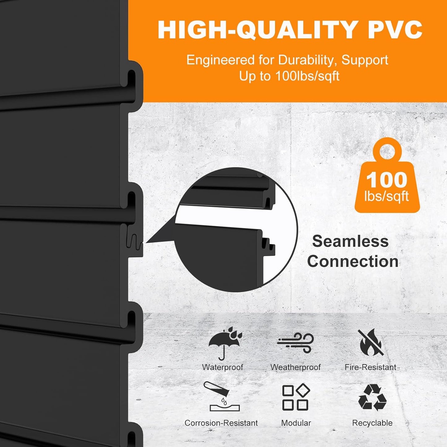 DoCred Slatwall Paneling Organizer, 4x4 FT PVC Garage Slat Wall Storage Systems, Heavy Duty Mounted Slat Peg Board for Tool Organization Ladder Bike Includes 20 PCS Hooks Accessories Kit (Black)