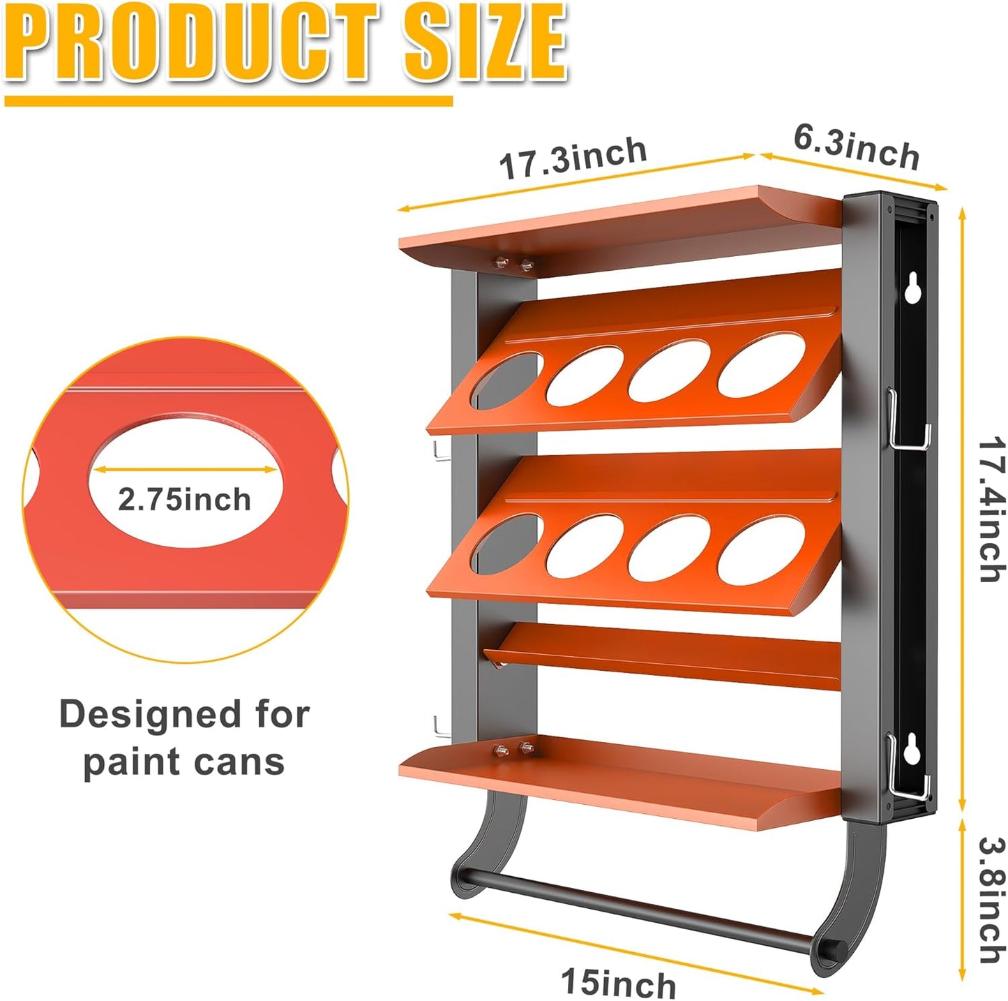 Ultrawall Spray Can Holder Rack, Heavy Duty Steel Wall Mounted Spray Bottle Holder, Garage Tool Utility Storage Rack, Holds 100 lbs