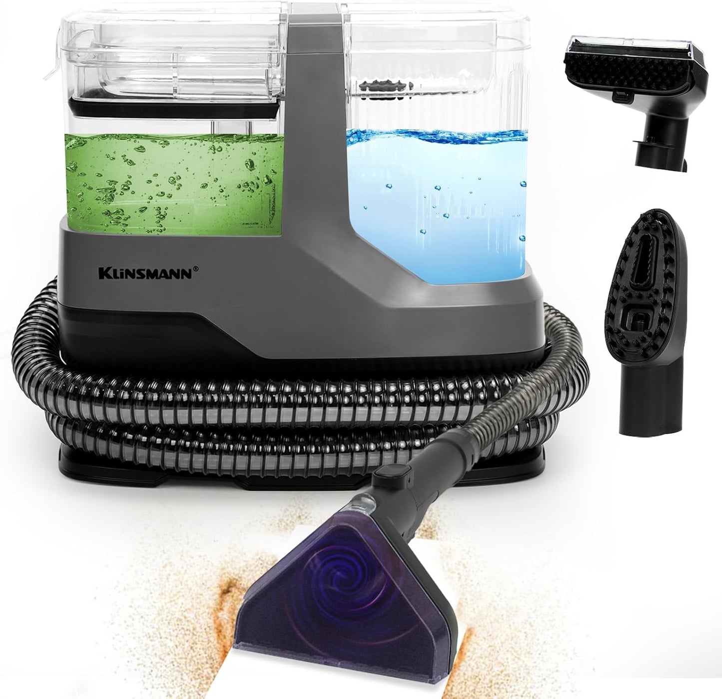 Portable Carpet and Upholstery Cleaner Machine, Deep Cleaning Carpet Shampooer and Multi-Stain Spot Cleaner for Pets, Sofa, Couch, Rug, Car Seat, Stairs & Furniture(Grey)