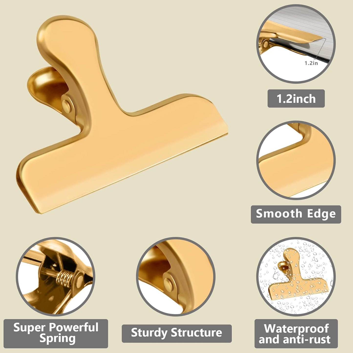 20 Pack 3 Inch Wide Stainless Steel Chip Clips Food Bag Clips Heavy Duty Bag Clamp, Chip Clip Metal Hinge Clip File Clamps