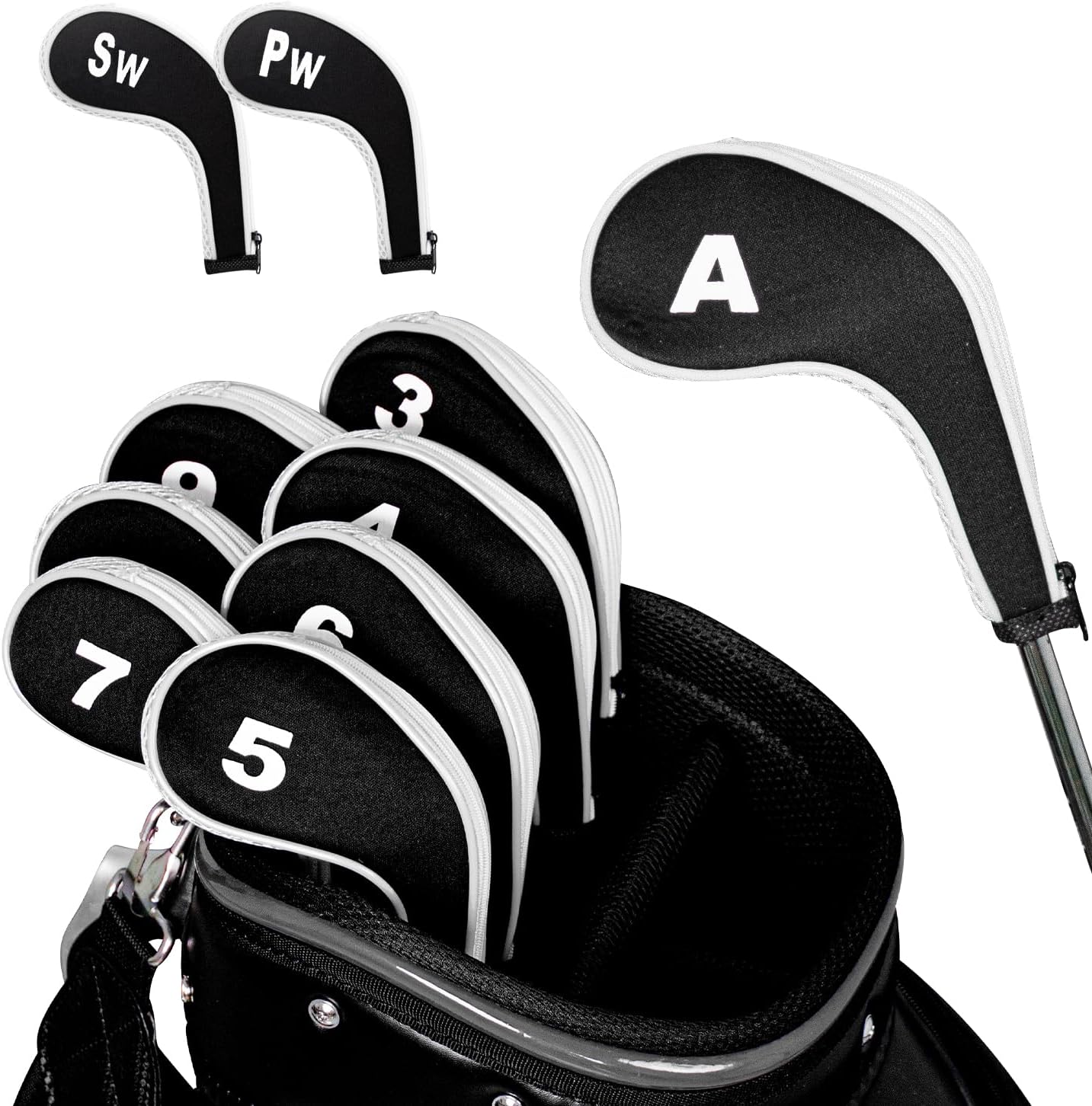 Golf 12pcs Thick Synthetic Golf Iron Head Covers Set Headcover Fit All Brands Callaway Ping Taylormade Cobra Etc. Also Custom Name