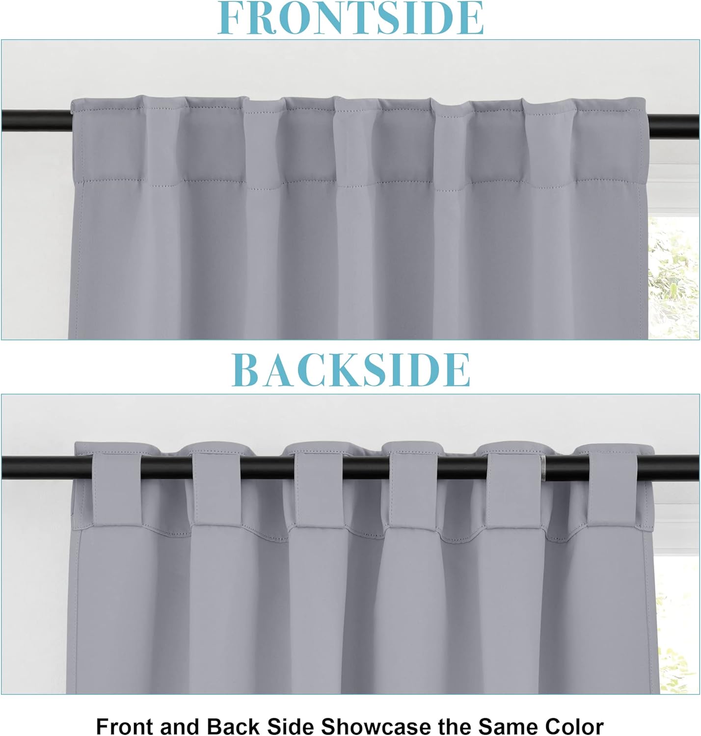 RYB HOME Curtains for Living Room - Blackout Curtains Sunlight Block Privacy for Dining Bedroom Bay Window French Door Decor, W 42 x L 72, Silver Grey, 1 Pair