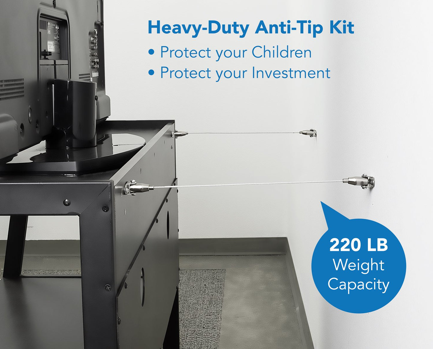 Mount-It! Furniture Anti-Tip Anchor - Steel Child Safety Straps | Secure Wall Anchors for Bookshelf, Dresser, Cabinet, Earthquake Protection for Babies and Pets, 2 Pack, Hardware Included