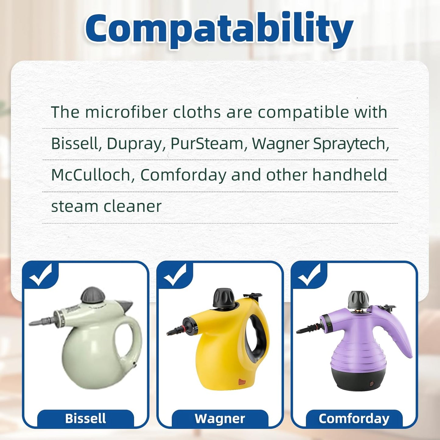 LOVECO 8 Pack Universal Microfiber Cloths for Handheld Steam Cleaner - Compatible with Bissell Steam Shot, PurSteam, Wagner Spraytech, etc - Reusable Washable Steam Cloth Accessories