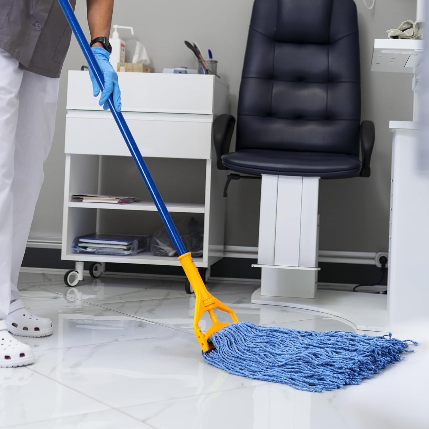 Matthew Cleaning 24oz 3Pack Cotton Floor Mop,Cotton Looped-Open String Heavy Duty String Refills, Universal Headband Blend ,Mop Head Replacement for Home, Industrial and Commercial Use(Blue)