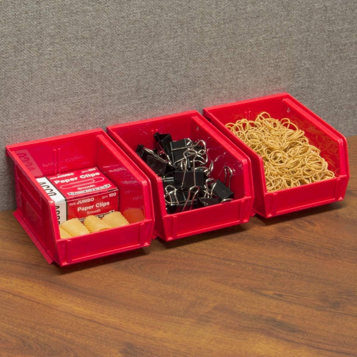 Akro-Mils 30210 AkroBins Plastic Storage Bins, Space-Saving Stackable Bins for Garage, Pantry, Craft Organization, 5-" x 4-" x 3-", Black, 24-Pack