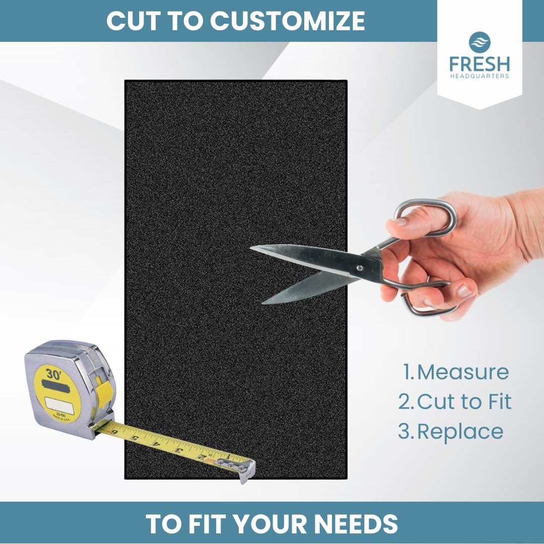 Fresh Headquarters 2Pack Cut‑to‑Fit Activated Carbon Pre‑Filter Rolls – Universal Air Purifier & AC Sheet Compatible with Honeywell, Whirlpool, Next Gen & More Odor/VOC Reduction