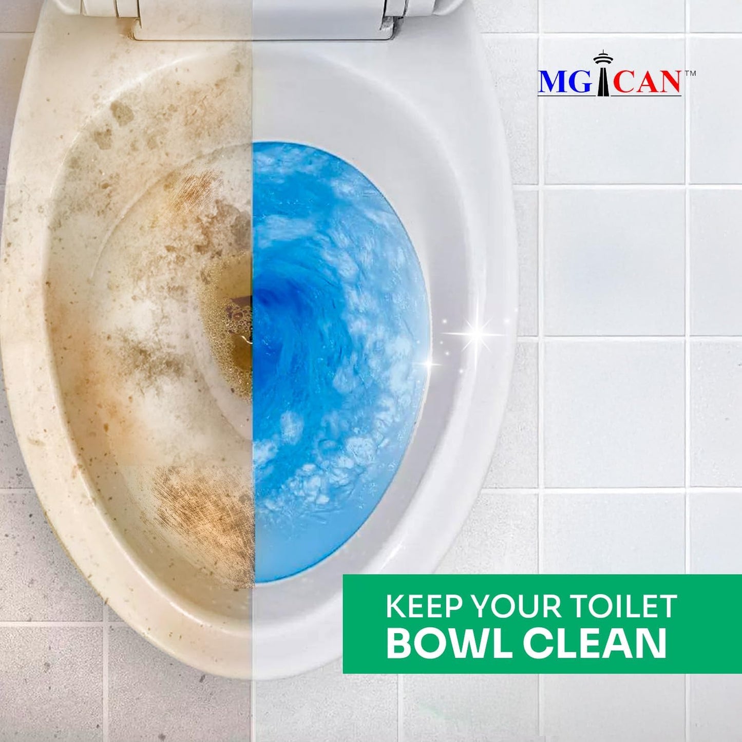 MGICAN Patented Automatic Toilet Cleaning System(ATCS) | Non-Toxic | Bleach Free & Long-Lasting | In Tank Toilet Bowl Cleaner | Cleans & Removes Stains in Every Flush| UL-Certified, 1 Pack