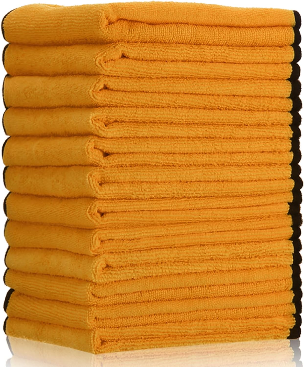 Tallew 12 Pcs Microfiber Towels 16 Inch x 16 Inch Microfiber Cloth Car Drying Towels for Cars Washing Polishing Office Windows Cleaning Household Supplies (Yellow)